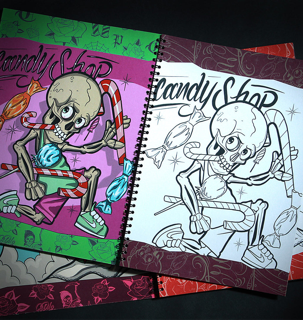 Coloriage Chicanos L'os Cranitos par le tatoueur Jerry One