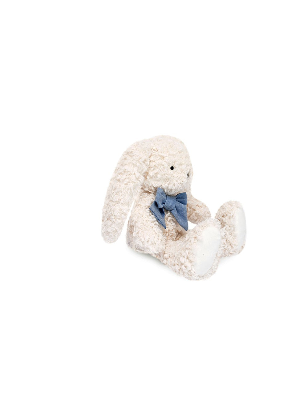 Peluche Pilou le lapin et son joli nœud bleu jean - Made in France