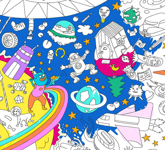 Poster Coloriage géant Cosmos - Made in France - Omy