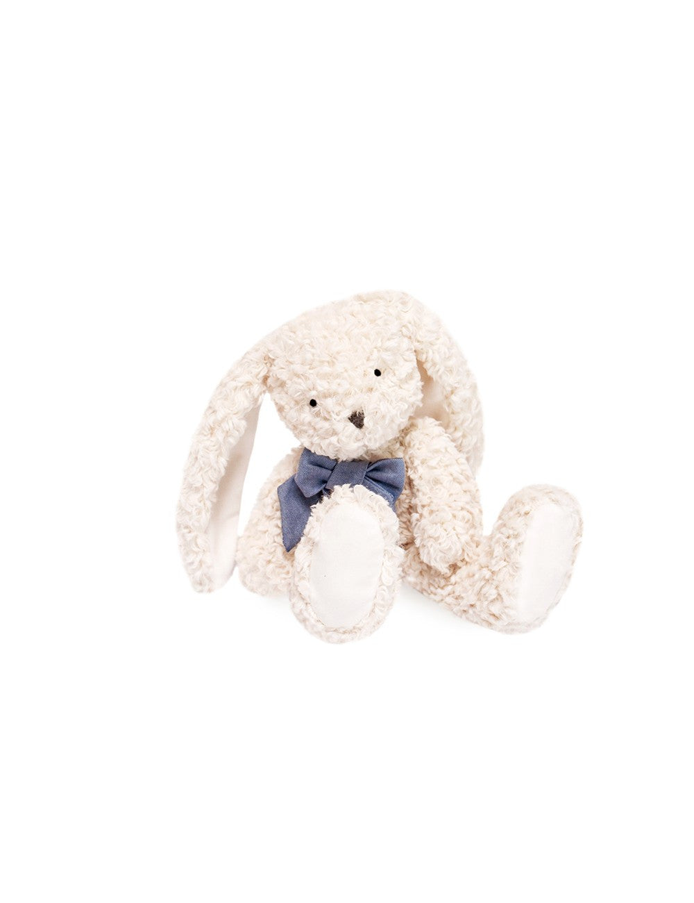 Peluche Pilou le lapin et son joli nœud bleu jean - Made in France