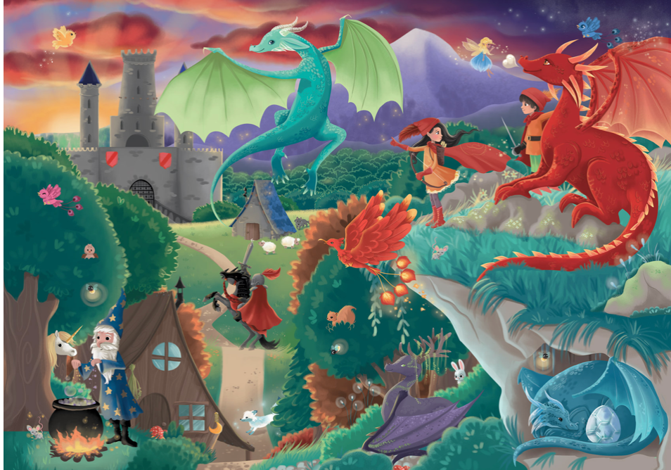 Puzzle en bois 50 pièces Dragons - Made in France - Michèle Wilson