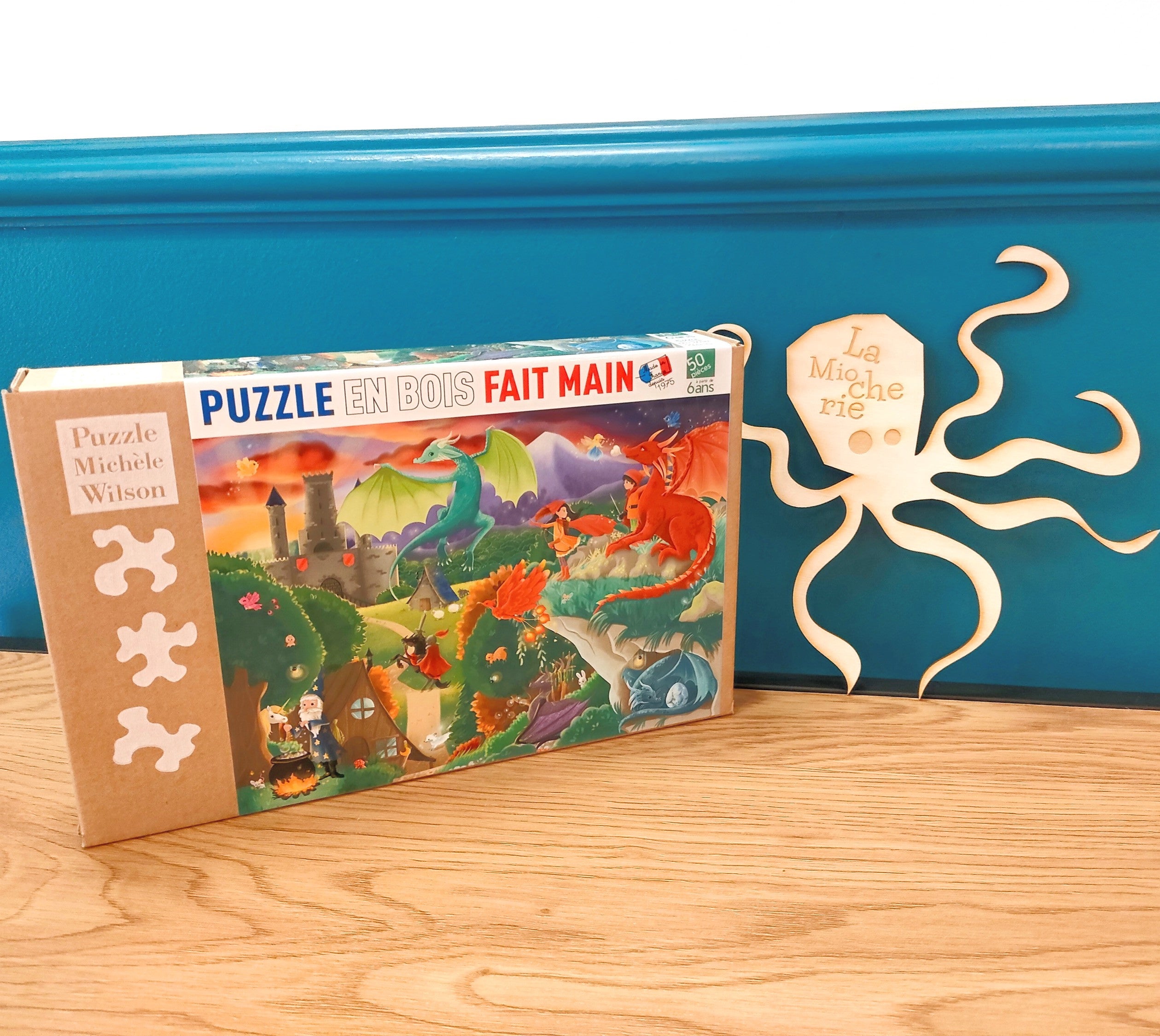 Puzzle en bois 50 pièces Dragons - Made in France - Michèle Wilson