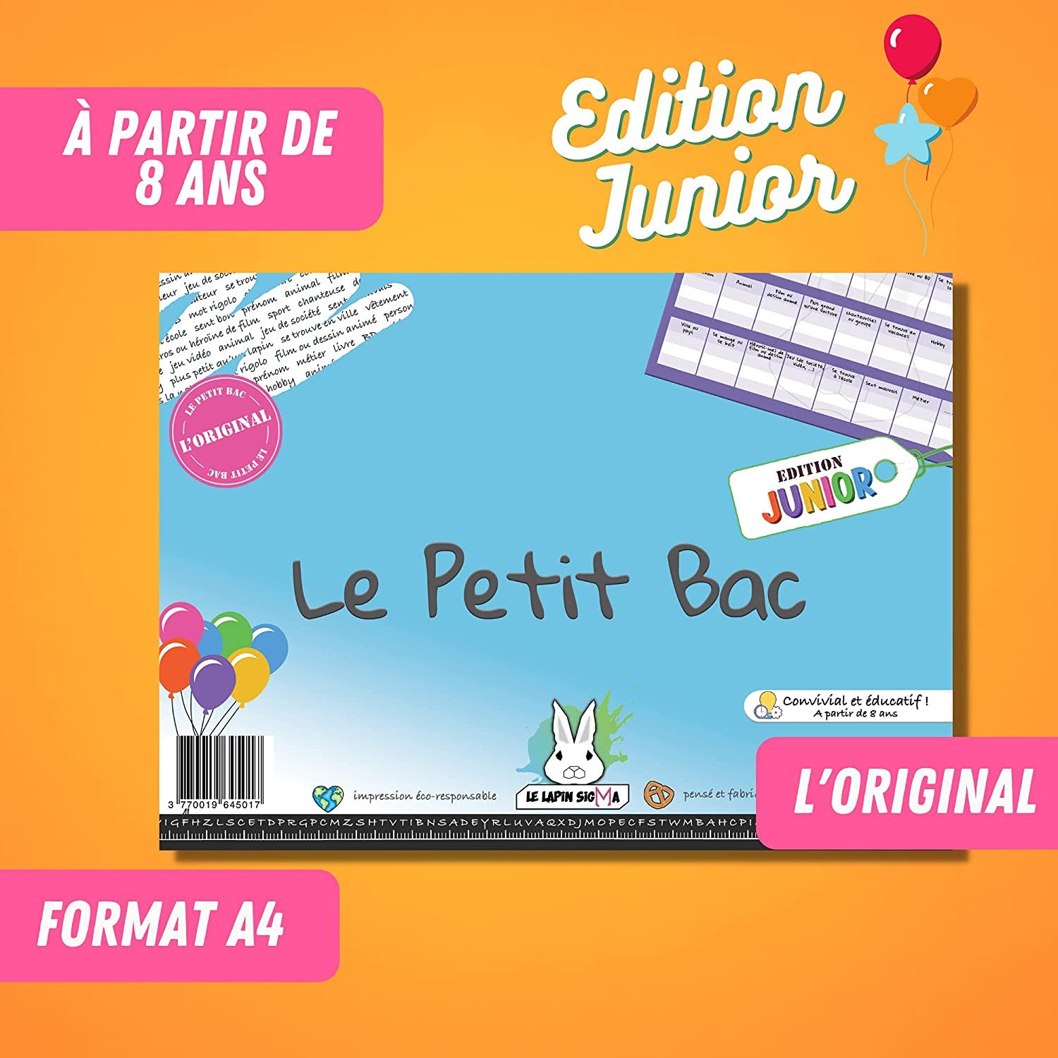 Le petit Bac Junior version - Made in France - The Sigma Rabbit