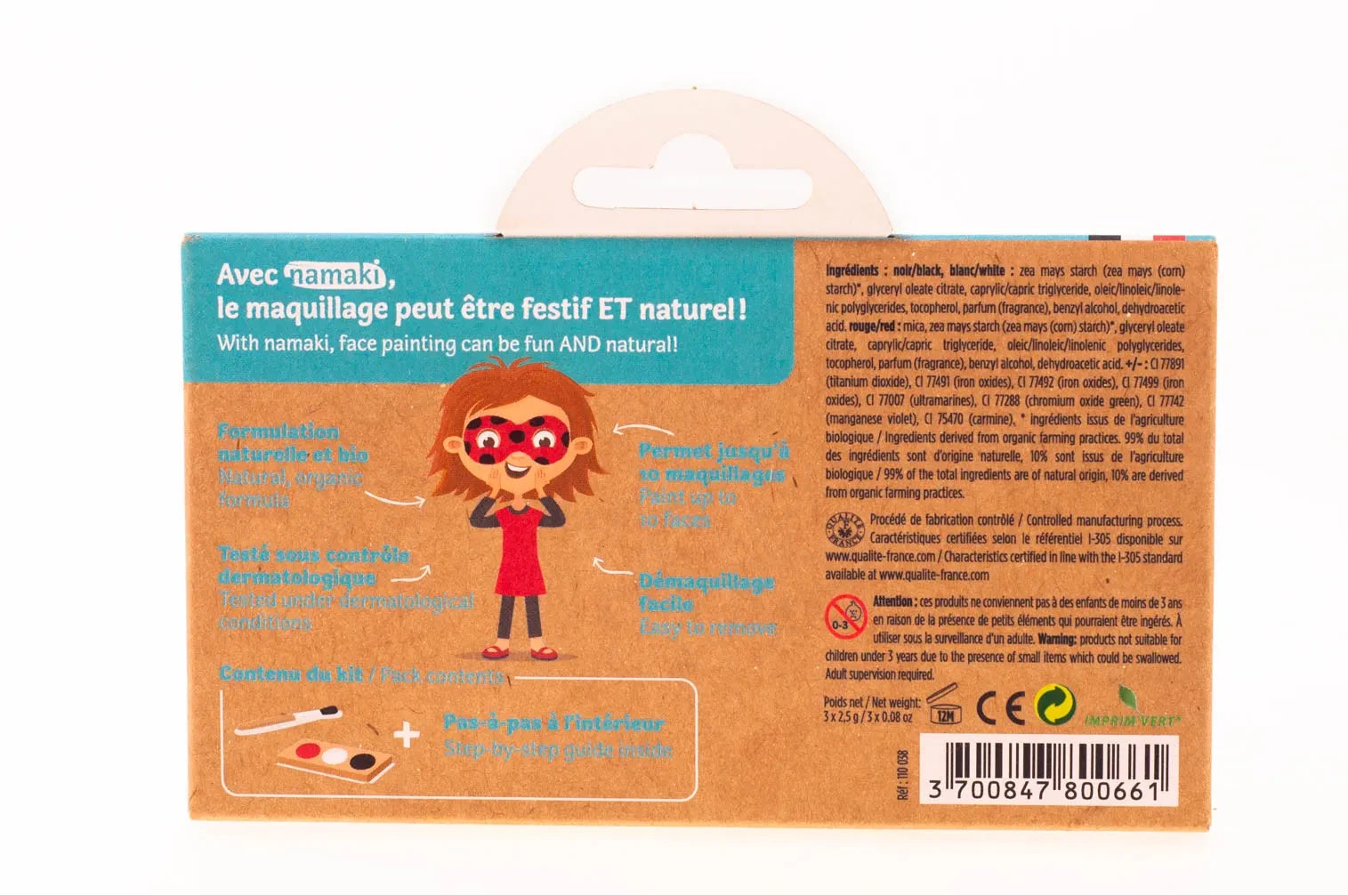 ORGANIC 3-color pirate &amp; ladybug makeup kit - Namaki -