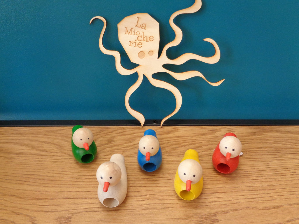 Sifflet oiseau en bois naturel ou coloré - Made in France