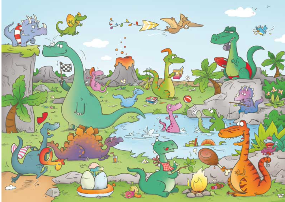 Puzzle bois 24 pièces Les dinosaures - Made in France - Michèle Wilson