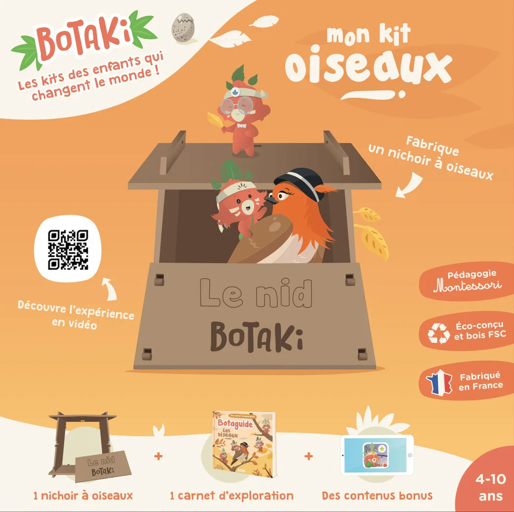 The wooden birdhouse bird kit Made in France - Botaki
