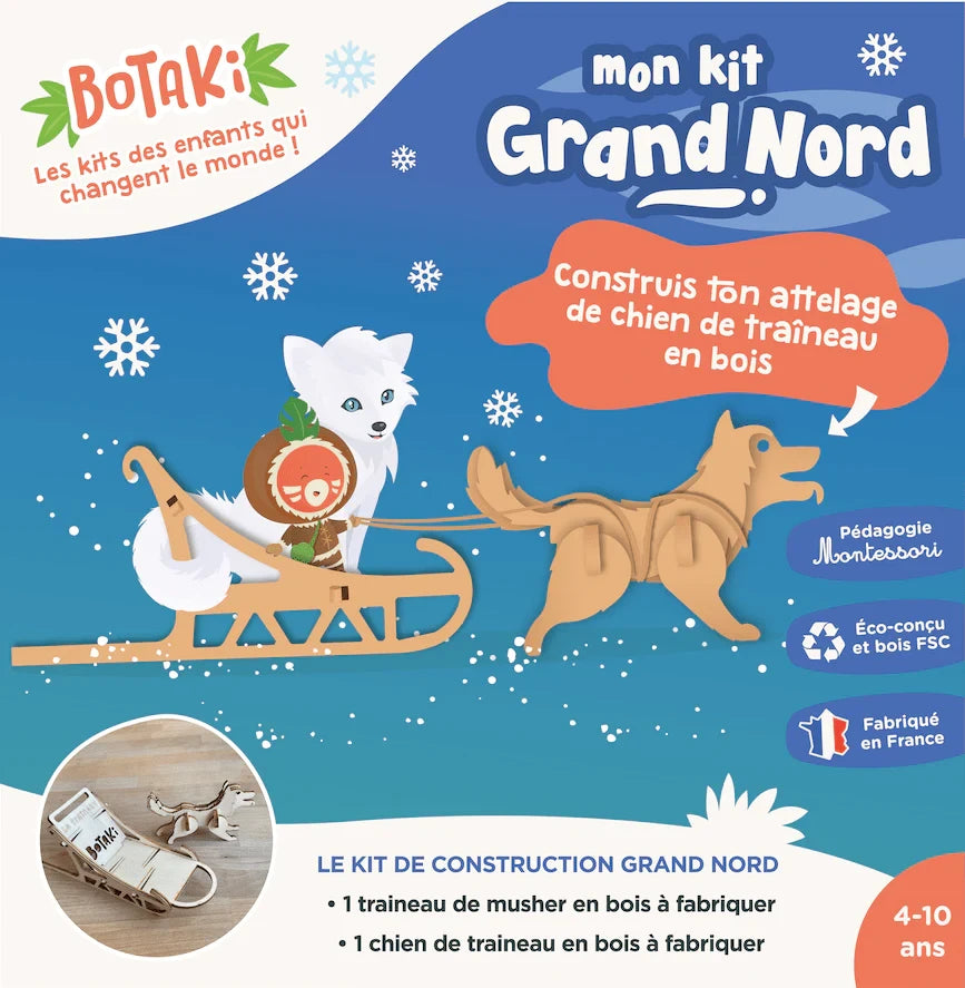 Kit Grand Nord Attelage de chien de traîneau de Noël - Made in France - Botaki