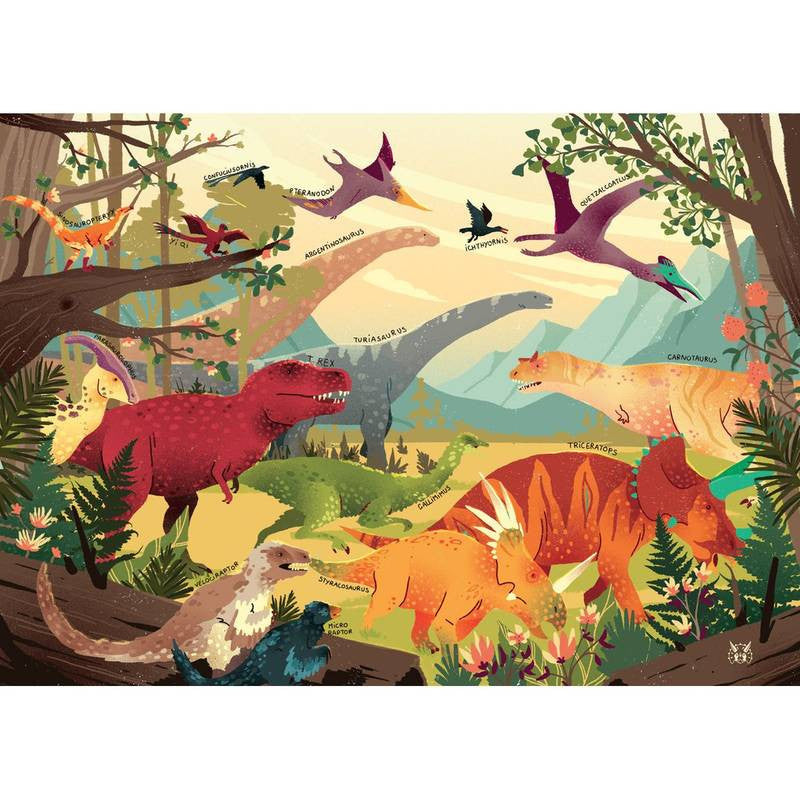 100 piece wooden puzzle Jurassic - Made in France - Michèle Wilson